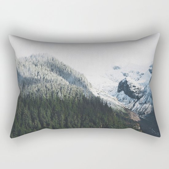 Mount Rainier Winter Valley Rectangular Pillow