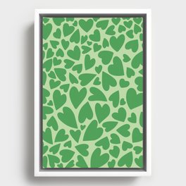 Forest Green Warped Hearts Framed Canvas