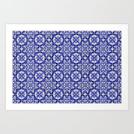 Vintage Portuguese Decorative Blue Tile Pattern Art Print | Photo, Tile, Pattern, Portugal, Wall, Tiles, Ceramics, Decorative, Flowers, Ceramic 