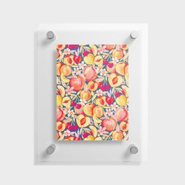 Retro Summer Cherries, Peaches and Apricots Floating Acrylic Print