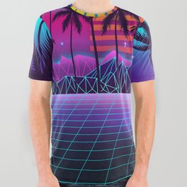 Radiant Sunset Synthwave All Over Graphic Tee