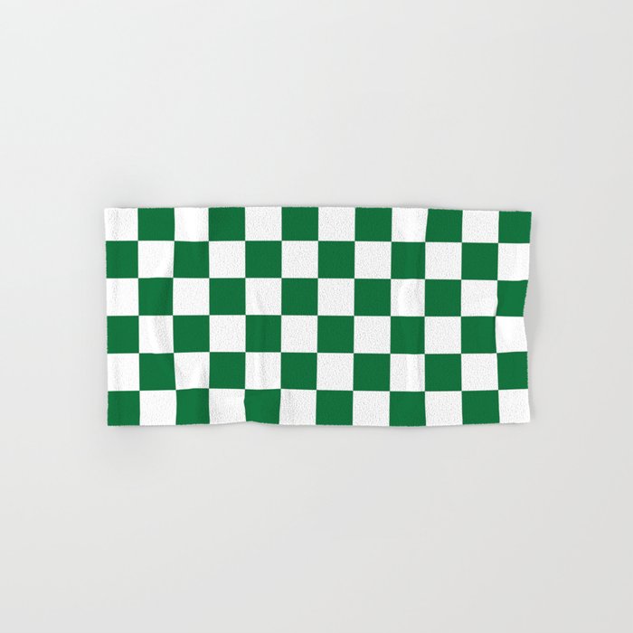 Checkered (Dark Green & White Pattern) Hand & Bath Towel