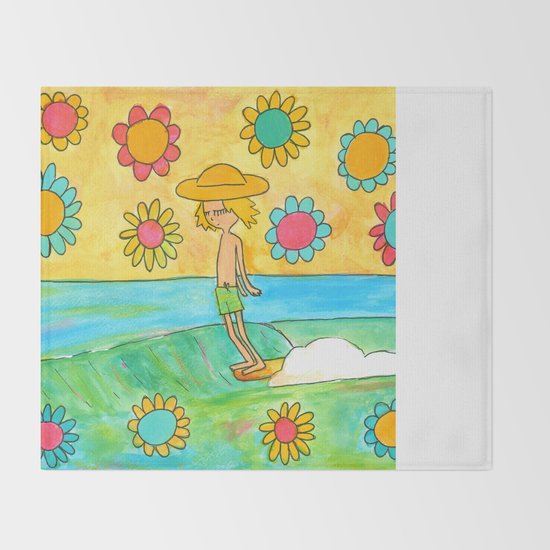 hang 10 groovy surf dude flower power Throw Blanket