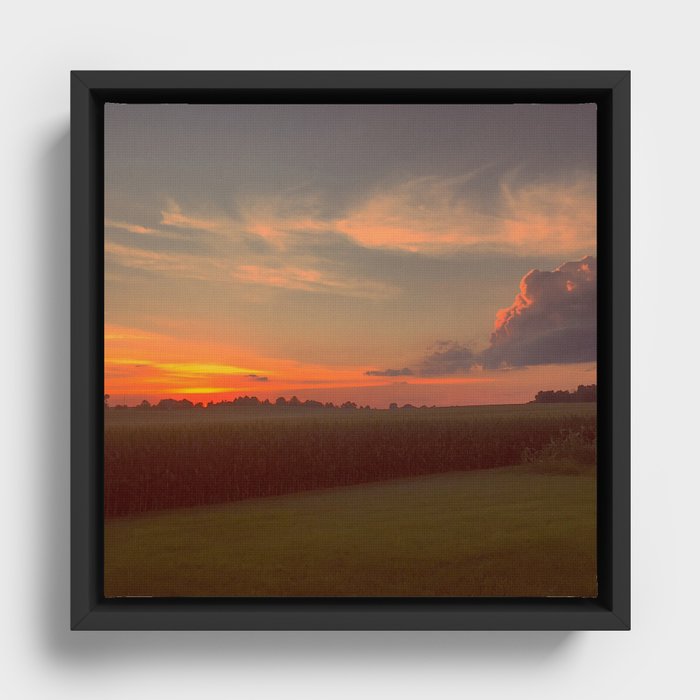 Sunset On the Farm Framed Canvas