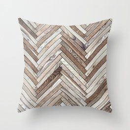 Seamless texture of wood parquet (herringbone). Floor natural pattern Throw Pillow