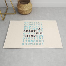 A Beautiful Mind, Russell Crowe, Ron Howard, John Nash, Jennifer Connelly, alternative movie poster, binary numbers Rug