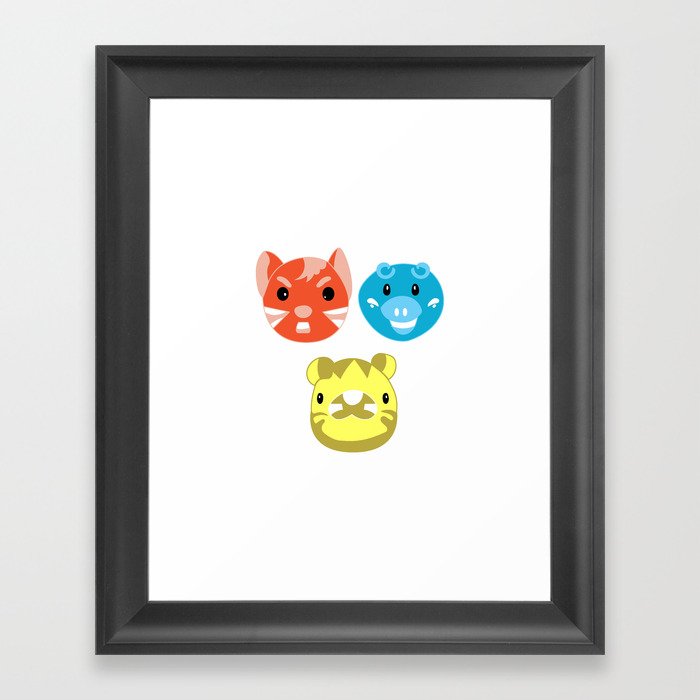 Neon Pop Animal Trio Framed Art Print