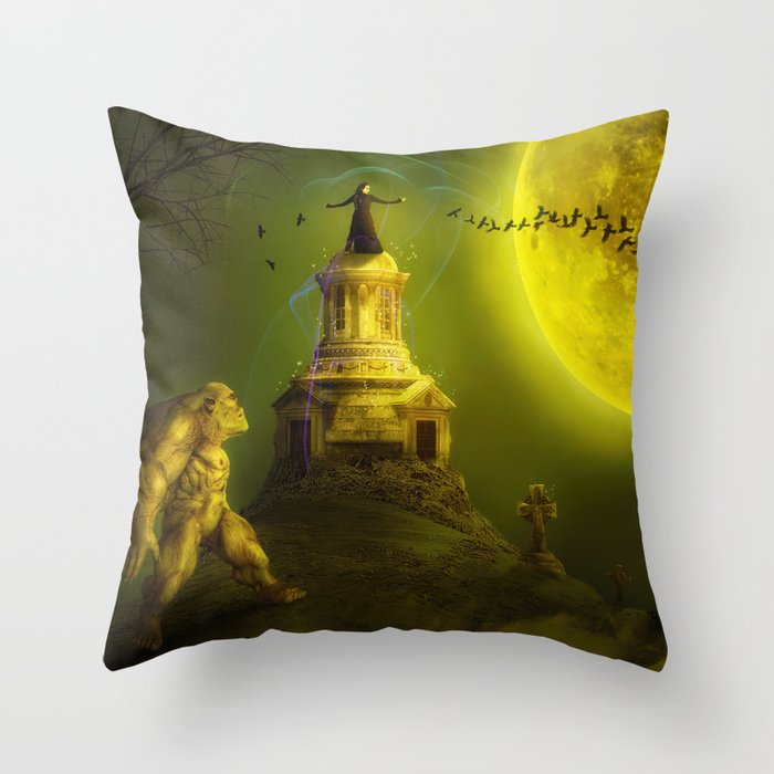 The troll and the wizard Throw Pillow