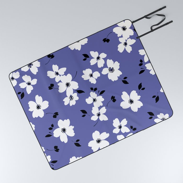 Very Peri Floral Pattern #very peri #very peri floral #society6 Picnic Blanket