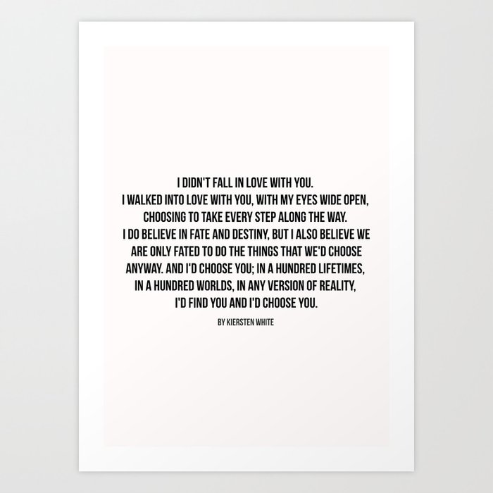 I D Choose You Quotes Love Minimalism Art Print By Andreaanderegg Society6