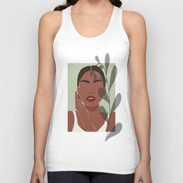 Set Of African Women Wall Art Black Woman Art Boho Art Prints Tropical Leaf Plant African American Art, No 1/3 Unisex Tank Top