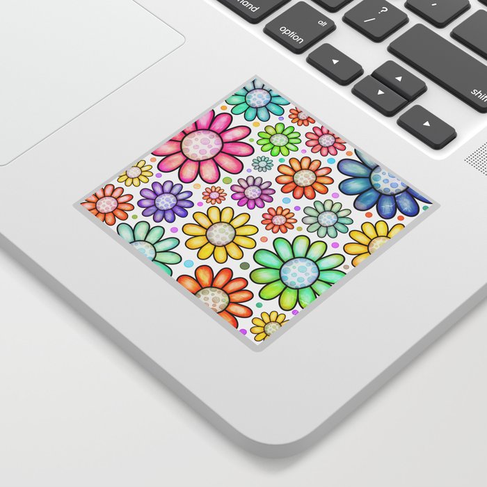 Doodle Daisy Flower Pattern 09 Sticker