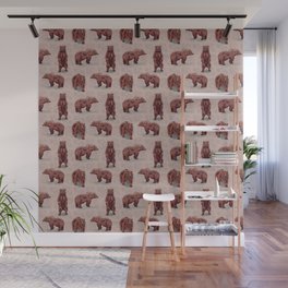 brown bears in seamless pattern, digital painting Wall Mural