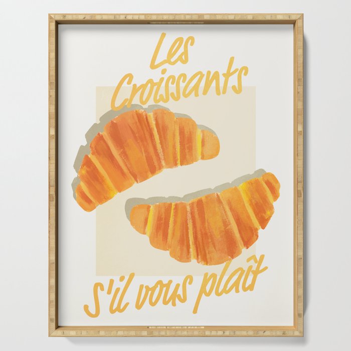 Croissants: Vintage Retro French Brunch Bakery Cafe Art Serving Tray