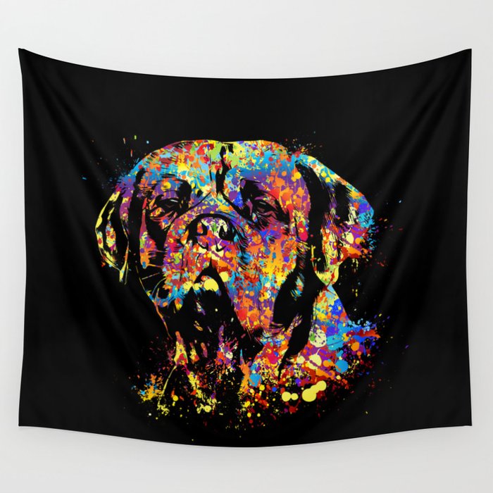 Colorful Dogue de Bordeaux Wall Tapestry