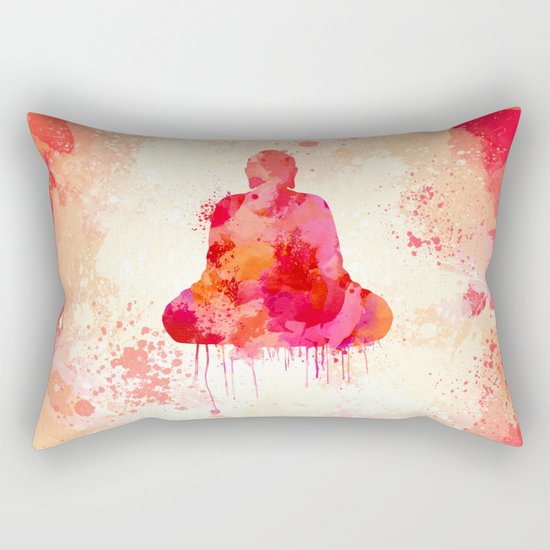 Red Buddha Watercolor art Rectangular Pillow