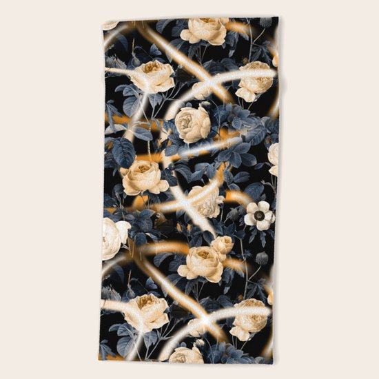 Lights and flowers garden Beach Towel