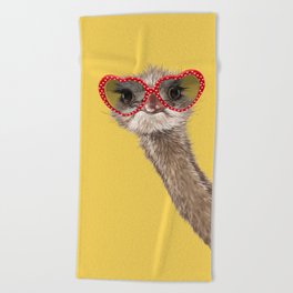 Fashion Hipster Ostrich in Yellow Beach Towel