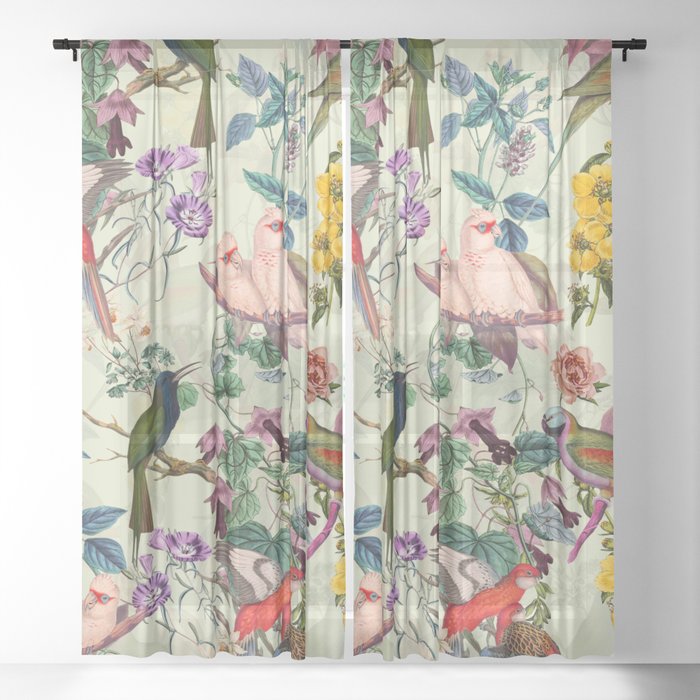 Floral and Birds VIII Sheer Curtain