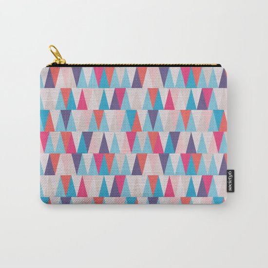 Blue & Pink Geometric Triangle Pattern Carry-All Pouch