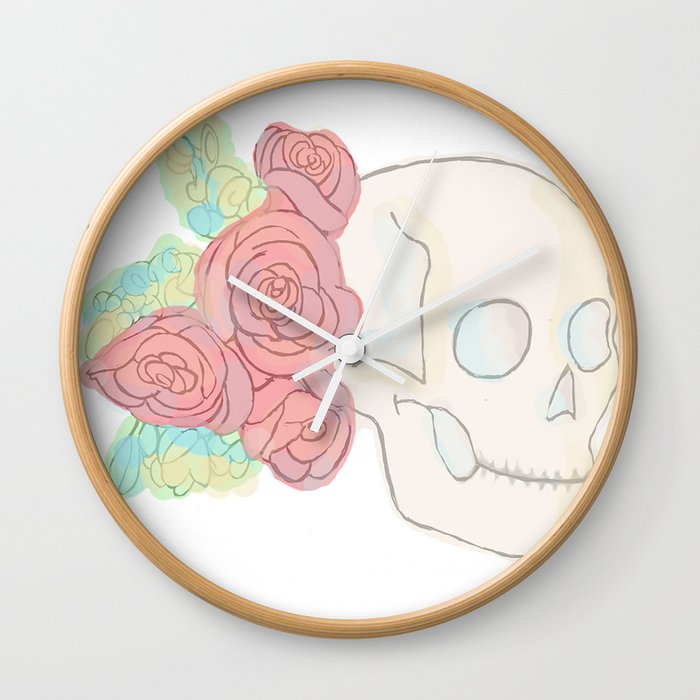 Skull and Roses Wall Clock