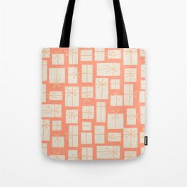 Gift box pile - coral, peach and off-white Tote Bag