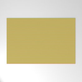 [ Thumbnail: Light Salmon and Green Colored Pattern of Stripes Welcome Mat ]