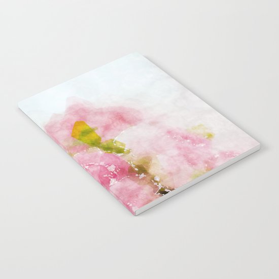 Rose treasure - Pink floral flowers on white background on #Society6 Notebook