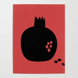 Black pomegranate and seeds Poster