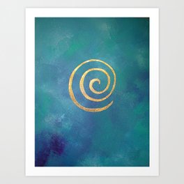 Infinity Bright Blue And Gold Abstract Modern Art Painting Art Print