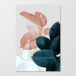 Blush & Blue Leaves Canvas Print