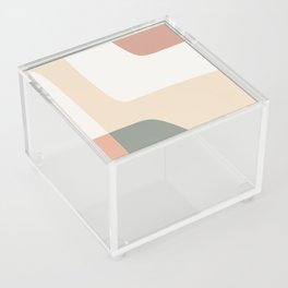 Terracotta and Olive Green Block Pattern Acrylic Box