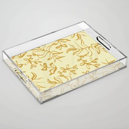 Gold Plants Leaves Drawing Acrylic Tray