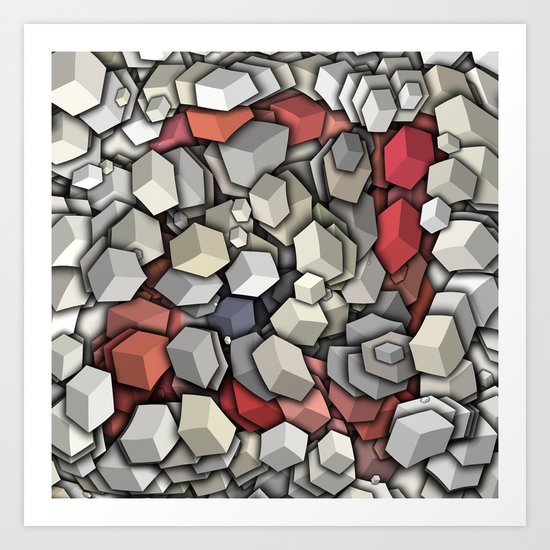 Chaotic 3D Cubes Art Print