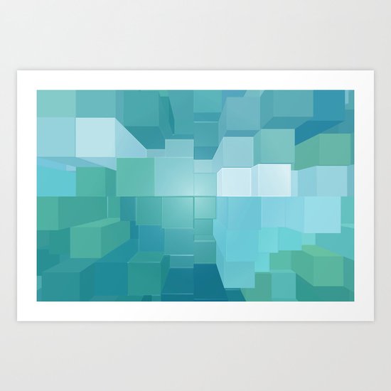 Blue and Green 3D Art Print