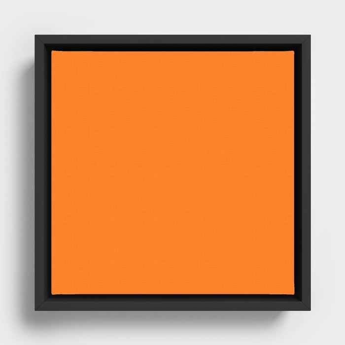 Neon Orange Simple Modern Color Collection Framed Canvas