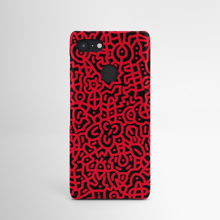 Candy Apple Red on Black Doodles Android Case