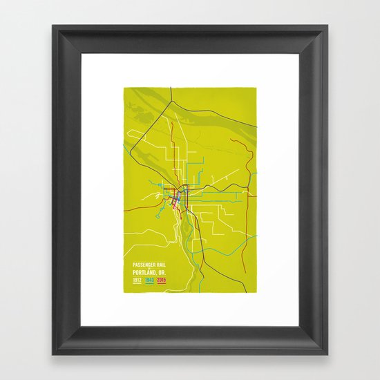 Passenger Rail of Portland, Oregon | 1912 | 1943 | 2015 Framed Art Print