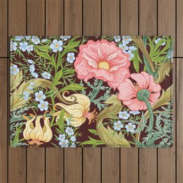 Floral Seamless pattern, background with In art nouveau style, vintage, old, retro style. Colored vintage illustration..  Outdoor Rug