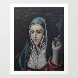 Smokin Virgin (after El Greco) Art Print