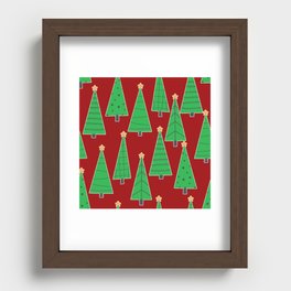 christmas trees in red Recessed Framed Print