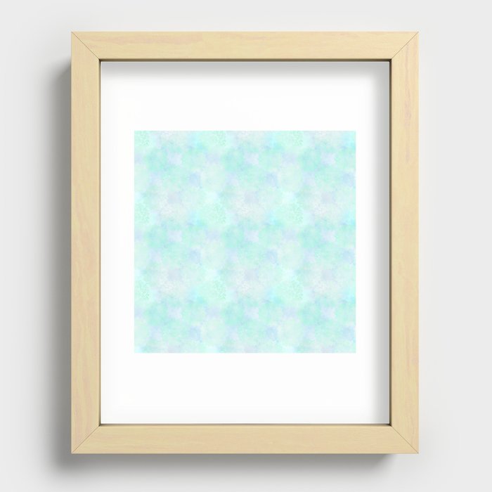 Blue Green Batik Mandala Pattern Recessed Framed Print