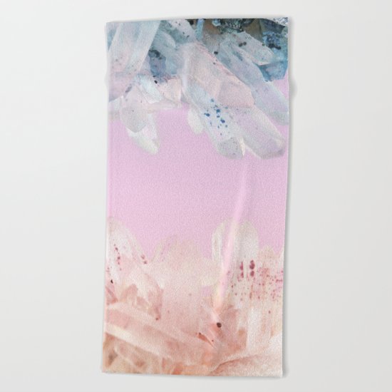 Serenity and Rose Quartz Crystals Beach Towel
