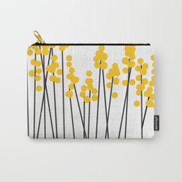 Hello Spring! Yellow/Black Retro Plants on White #decor #society6 #buyart Carry-All Pouch