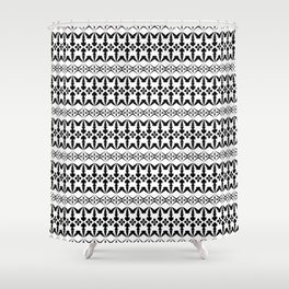 Seamless abstract ethnic pattern vintage. Design horizontal shape black on white background.  Shower Curtain