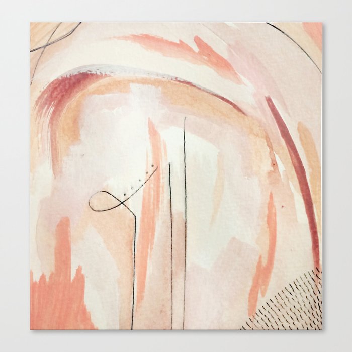 Aly [4]: minimal | pinks | white | black | mixed media | abstract | ink | watercolor | wall art Canvas Print