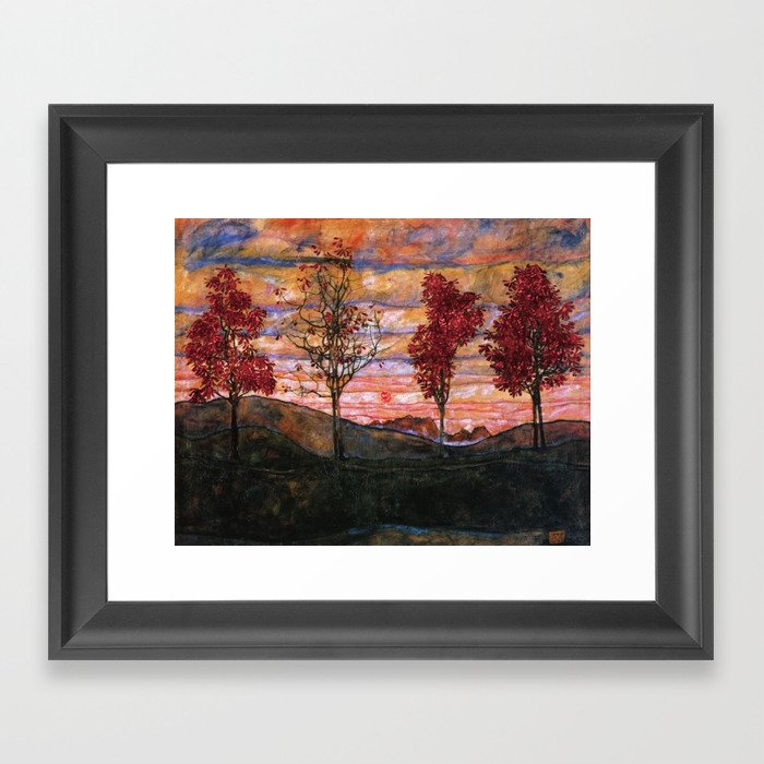 Quatre arbres (Group of Four Trees), Autumn Sunset by Egon Schiele Framed Art Print