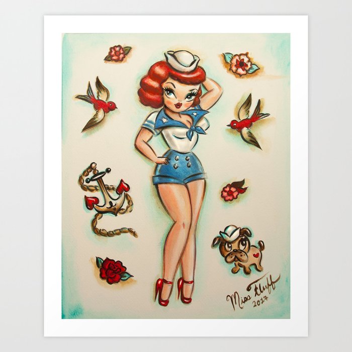 Suzy Sailor Redhead Standing Art Print