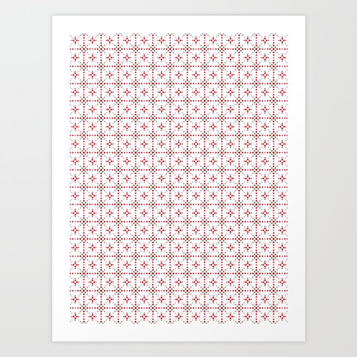 Granny Dot Check Retro Pattern Art Print