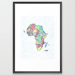 african map doodle Framed Art Print